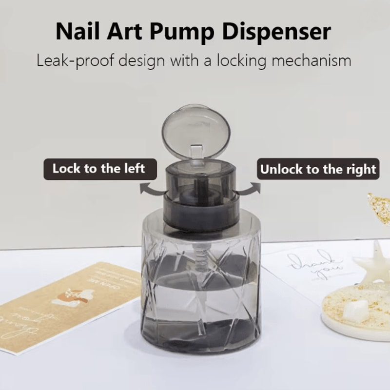 Refillable Lockable Pump Dispenser Bottle For Nail And Makeup Use 2