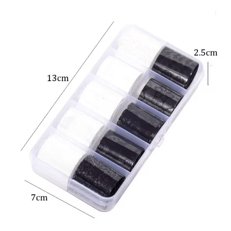 Lace Nail Art Transfer Foil Set 10 Rolls Elegant Floral Wrap Designs 2