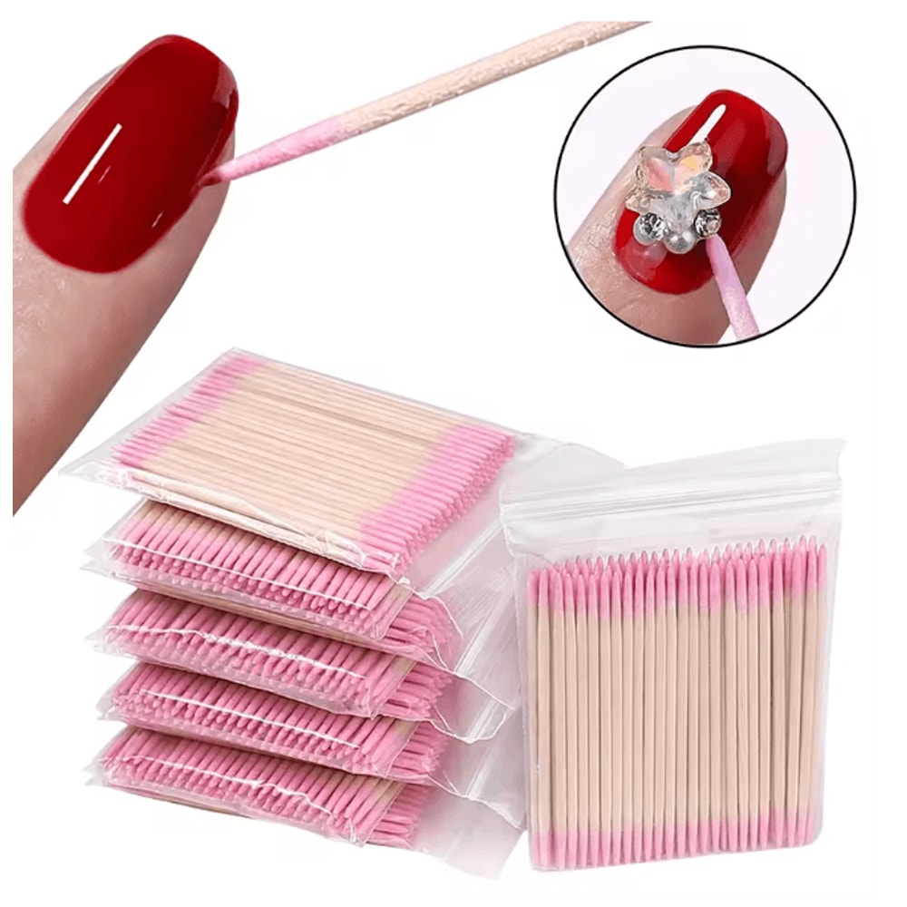 Double Ended Precision Cotton Swabs For Nail Art And Makeup 100 Pack 0