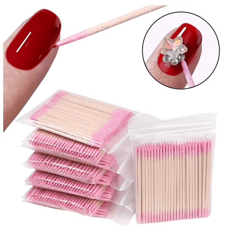 Double Ended Precision Cotton Swabs For Nail Art And Makeup 100 Pack 0