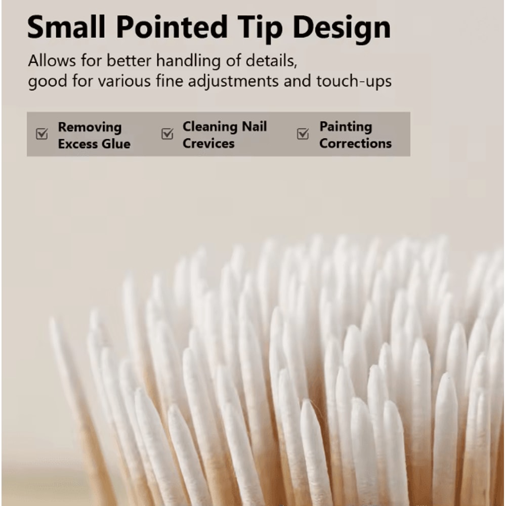 Double Ended Precision Cotton Swabs For Nail Art And Makeup 100 Pack 1