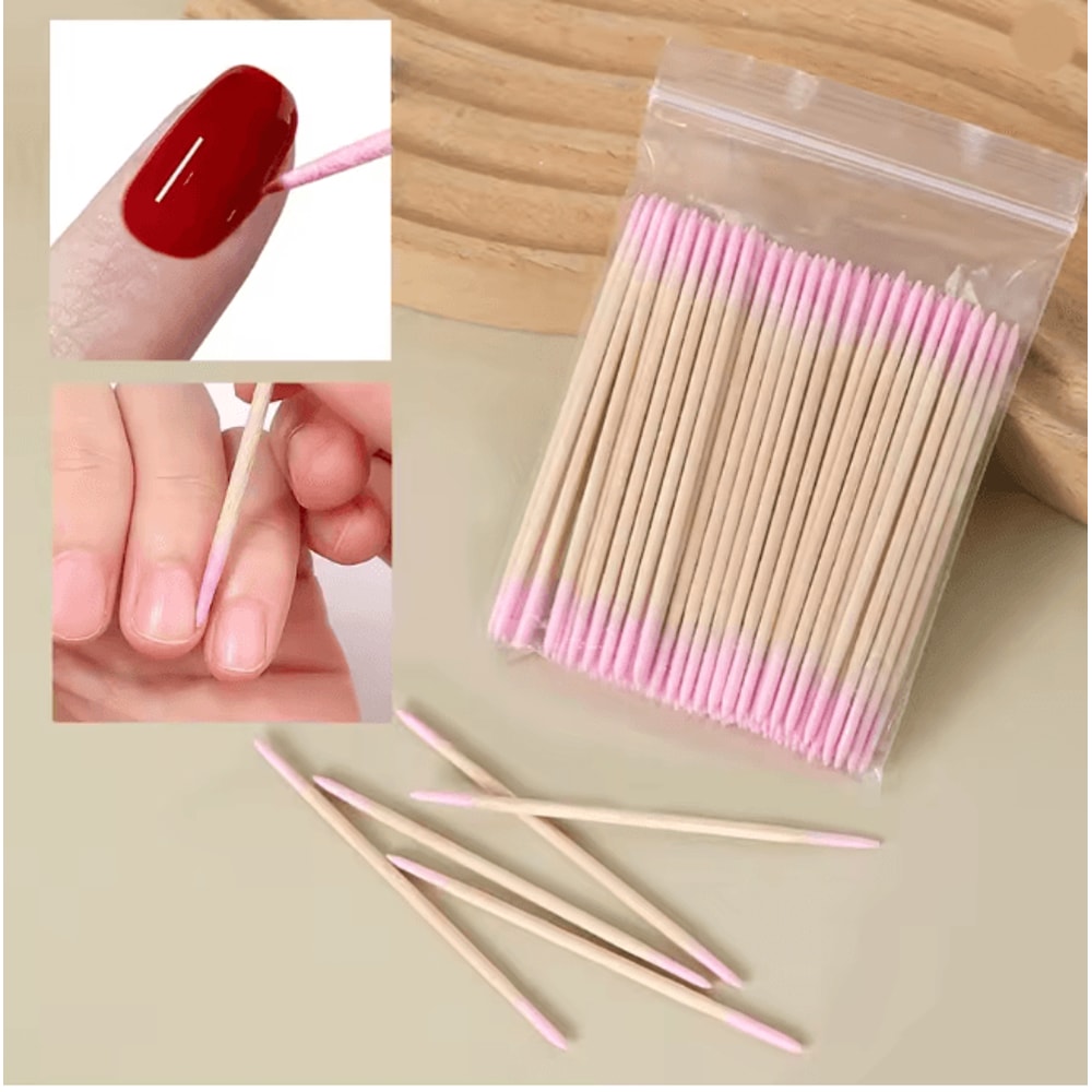 Double Ended Precision Cotton Swabs For Nail Art And Makeup 100 Pack 2
