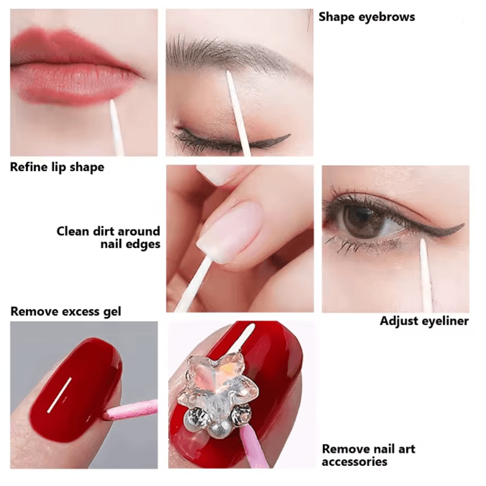 Double Ended Precision Cotton Swabs For Nail Art And Makeup 100 Pack 3