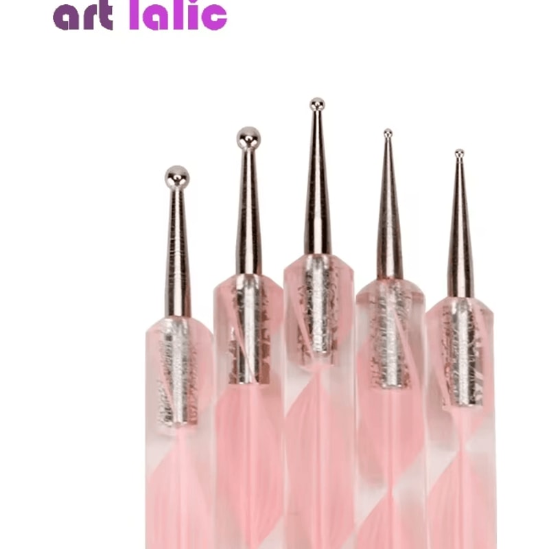 Two Way Nail Art Dotting Pen Set With Silicone Tips 5 Piece 3