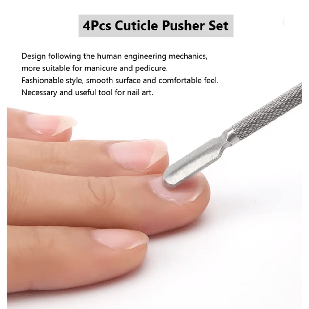 Stainless Steel Cuticle Remover And Pusher Set Double Sided 4 Piece 1