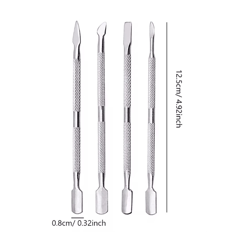 Stainless Steel Cuticle Remover And Pusher Set Double Sided 4 Piece 4