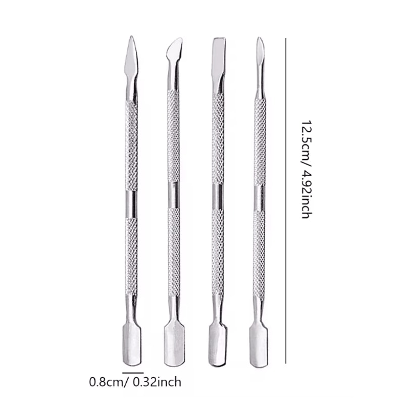 Stainless Steel Cuticle Remover And Pusher Set Double Sided 4 Piece 4