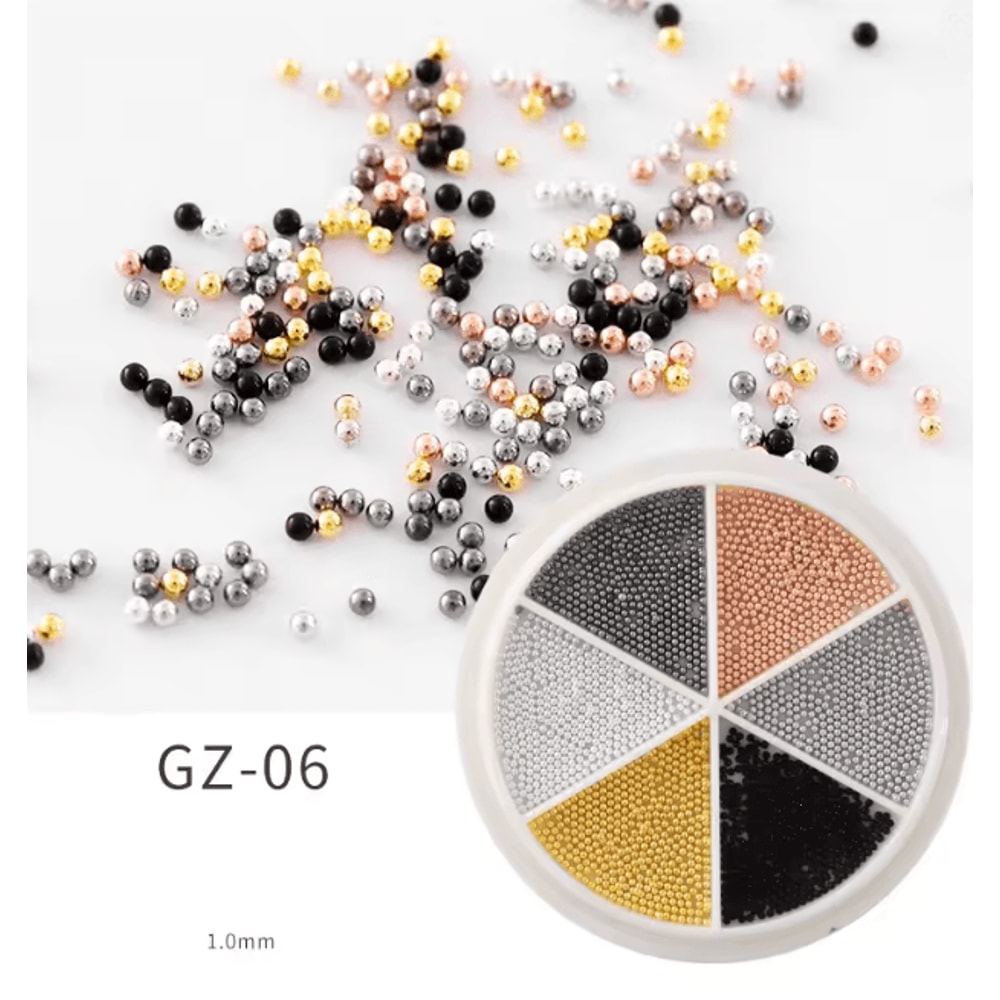 Steel Caviar Beads Nail Art Set 6 Grid Mixed Size 3D Manicure Decor 9