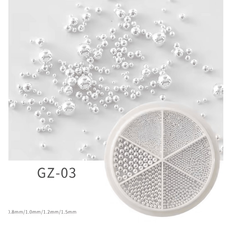 Steel Caviar Beads Nail Art Set 6 Grid Mixed Size 3D Manicure Decor 5