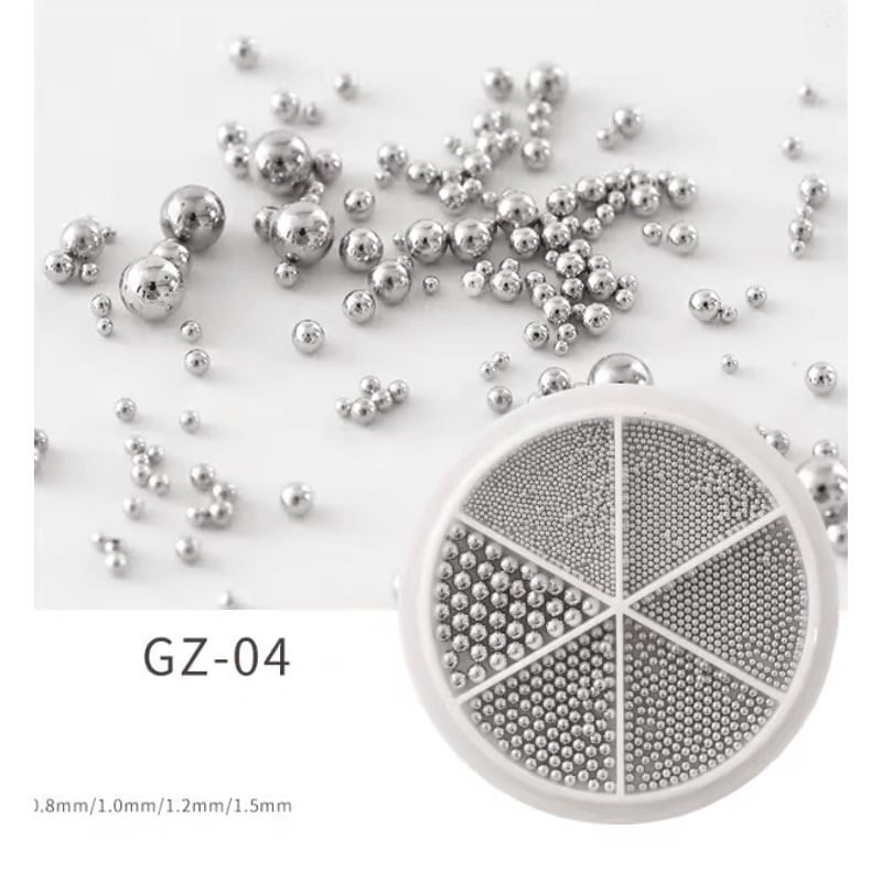Steel Caviar Beads Nail Art Set 6 Grid Mixed Size 3D Manicure Decor 7