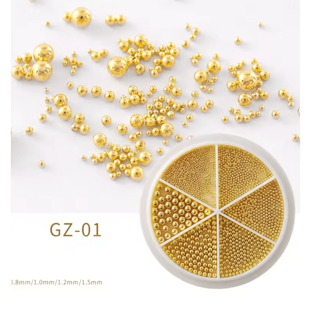 Steel Caviar Beads Nail Art Set 6 Grid Mixed Size 3D Manicure Decor 8