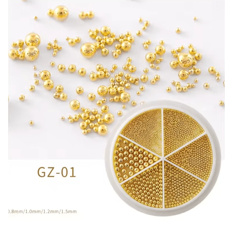 Steel Caviar Beads Nail Art Set 6 Grid Mixed Size 3D Manicure Decor 8