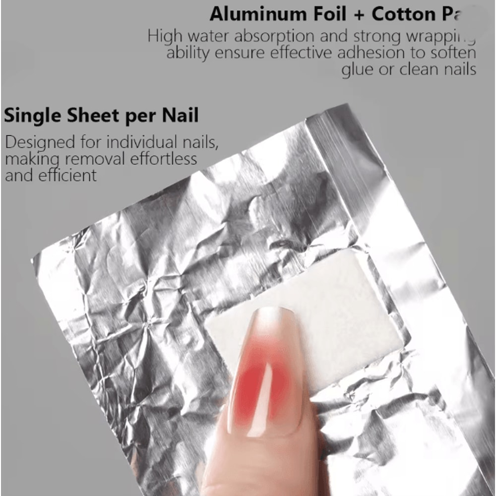 Aluminum Foil Nail Removal Wraps 100 Pack Soak Off Gel Polish Remover 1