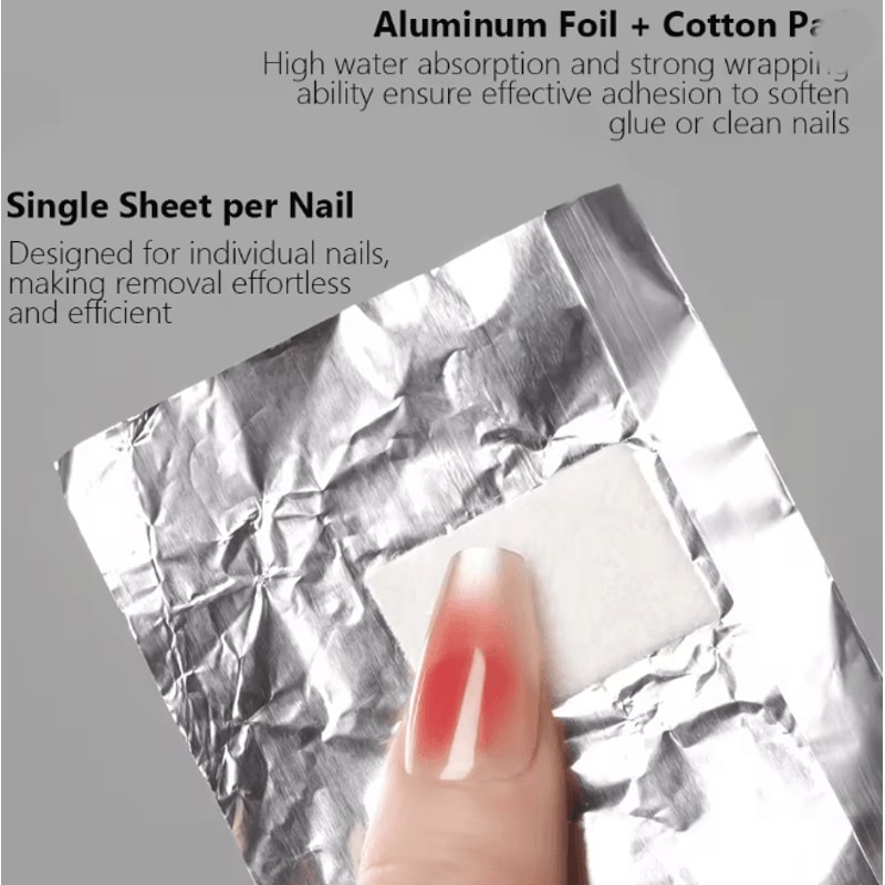 Aluminum Foil Nail Removal Wraps 100 Pack Soak Off Gel Polish Remover 1