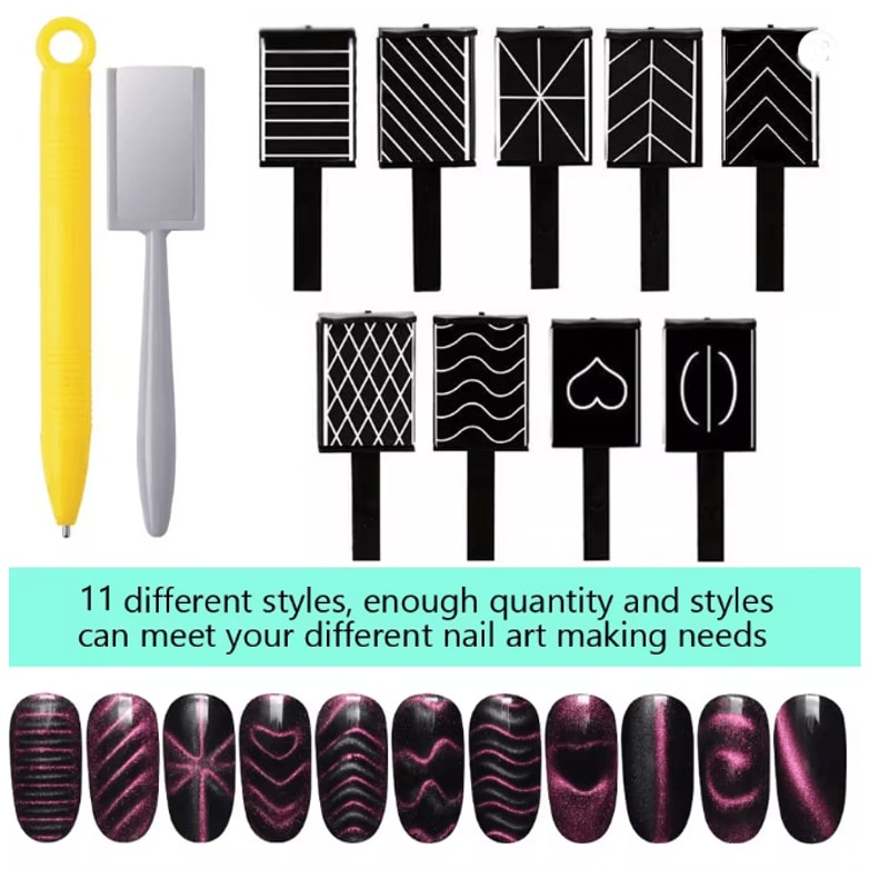 Cat Eye Nail Magnet Tool Set 11 Piece For Gel Polish Designs 1