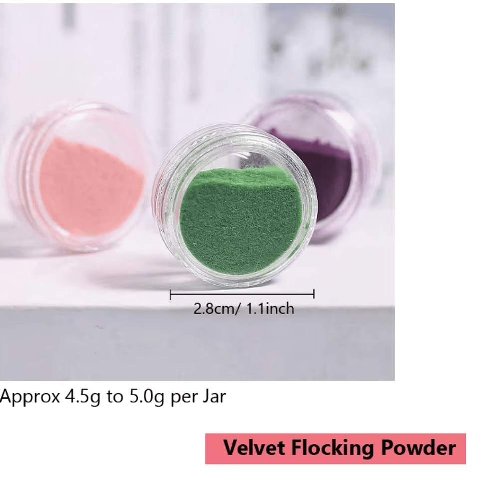 Velvet Nail Art Powder Set 12 Colors Soft Flocking Pigment For Creative Designs 4