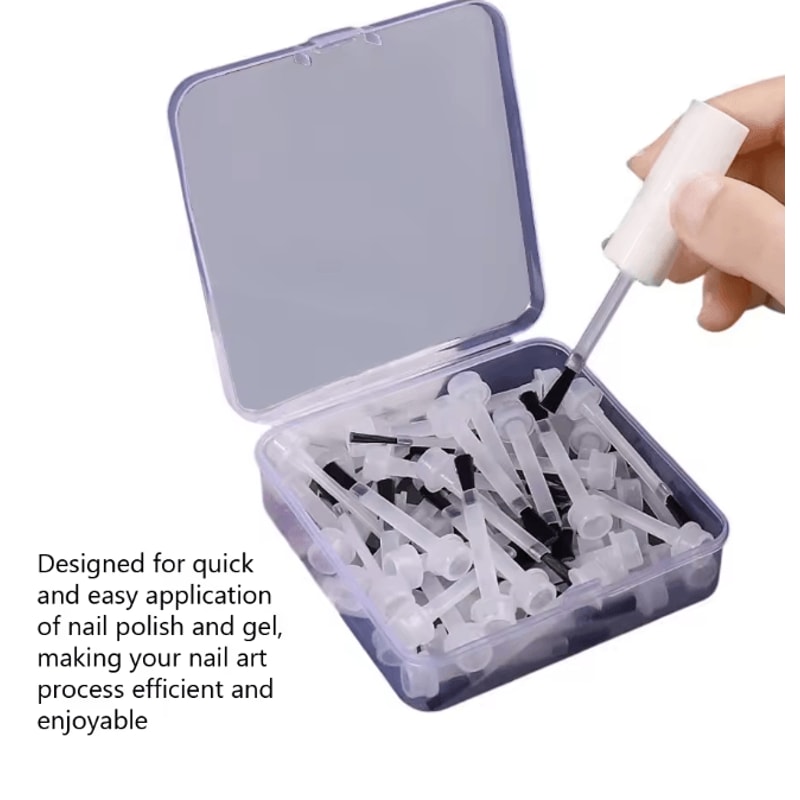Disposable Nail Polish Brush Set 50 Piece Flat Brushes With Handle 1
