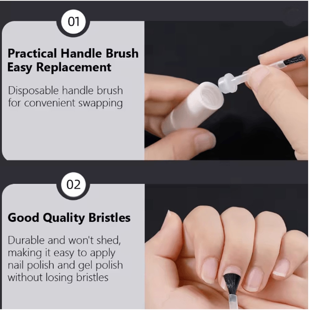 Disposable Nail Polish Brush Set 50 Piece Flat Brushes With Handle 2