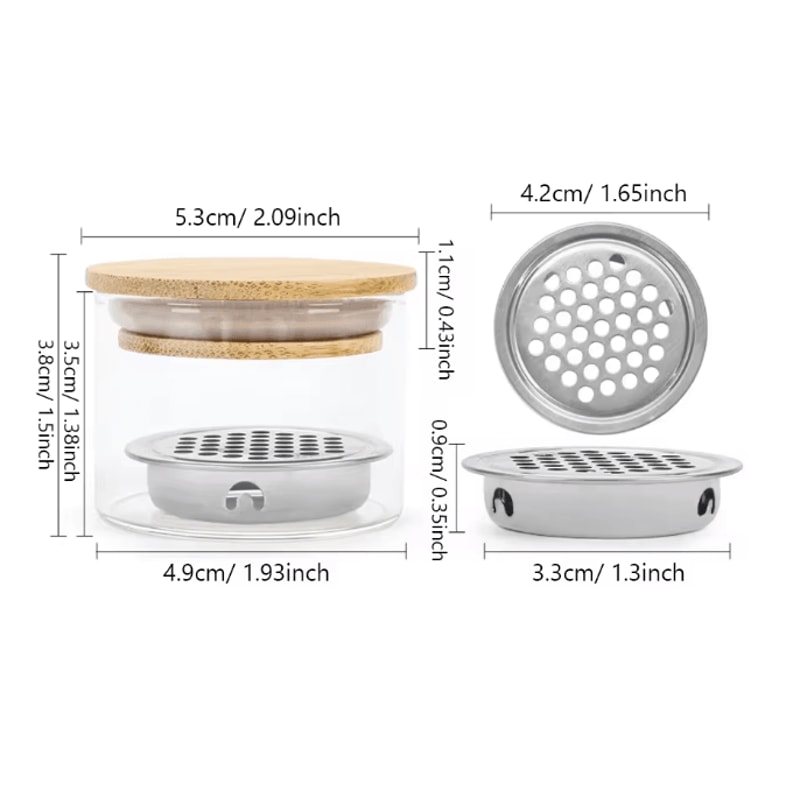 Transparent Glass Nail Brush Cleaner Cup With Mesh Filter Storage Container 4