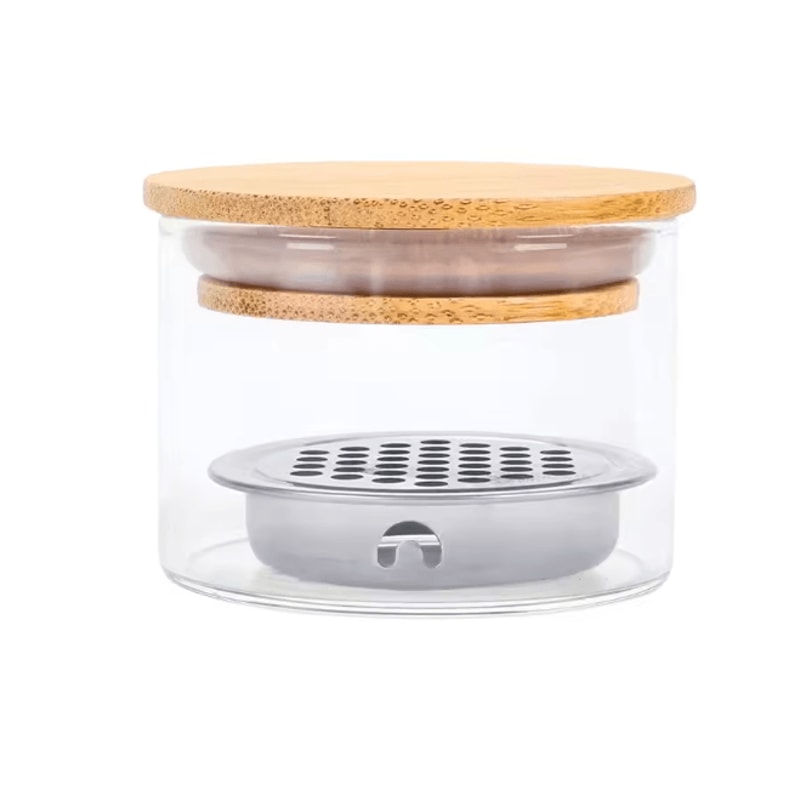 Transparent Glass Nail Brush Cleaner Cup With Mesh Filter Storage Container 5