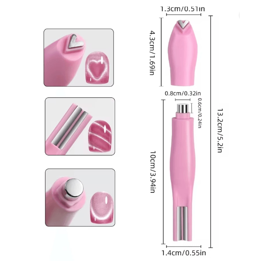 3 In 1 Magnetic Nail Art Tool Cat Eye Heart And Snake Pattern Wand 4