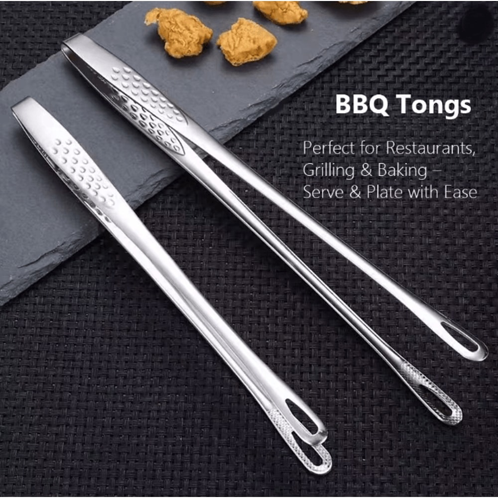 Long Stainless Steel Kitchen Tongs Heat Resistant Non Slip Cooking Tool 1