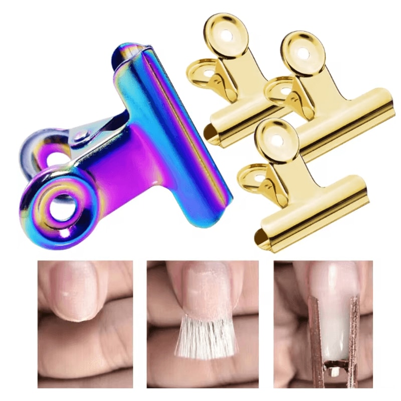 Nail Fixing Clips Set For Fiber Extension Shaping Stainless Steel 6 Piece 0