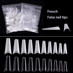 french coffin false nail tips set 500 piece natural transparent acrylic tips