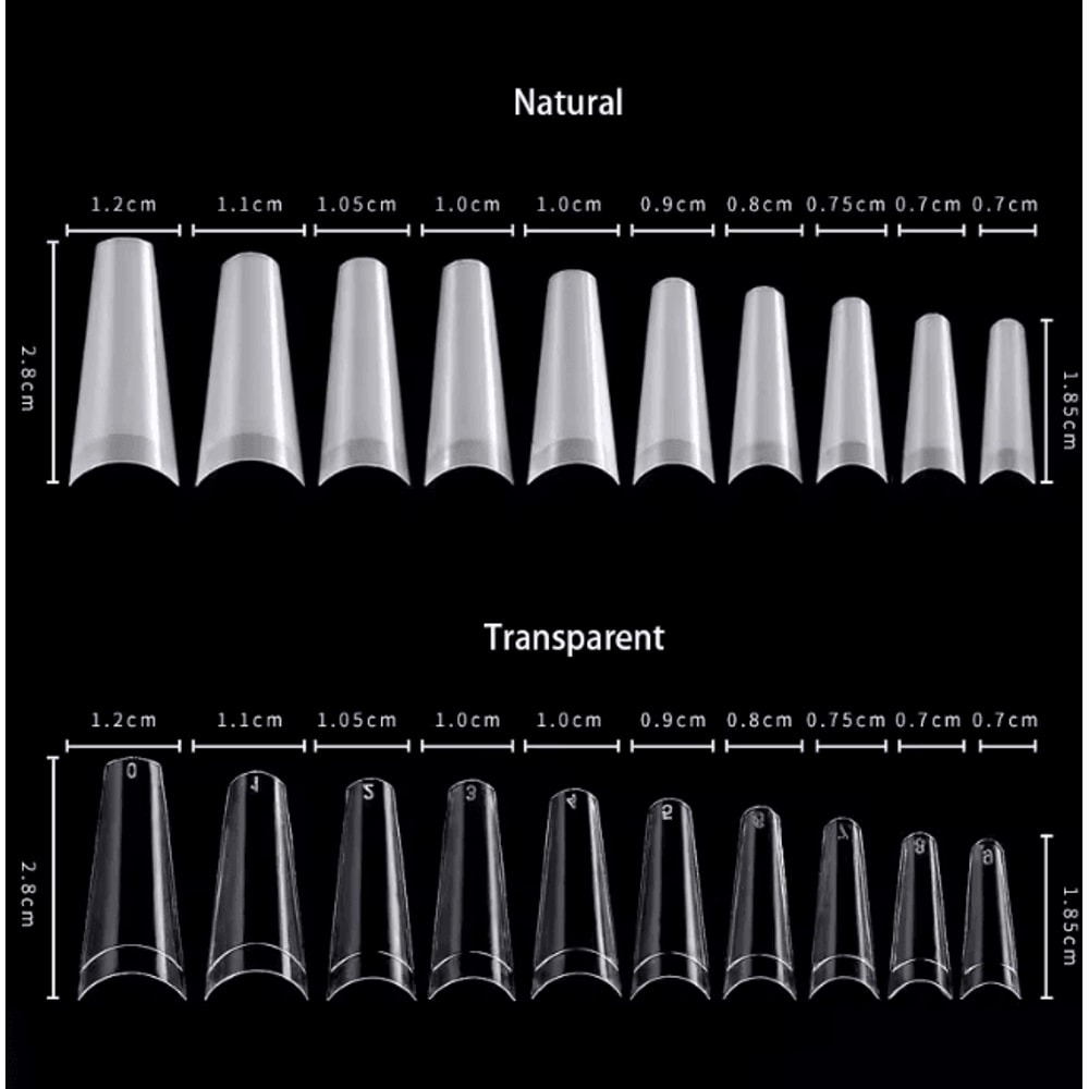French Coffin False Nail Tips Set 500 Piece Natural Transparent Acrylic Tips 1