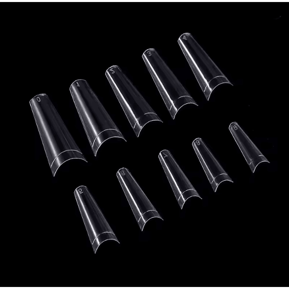 French Coffin False Nail Tips Set 500 Piece Natural Transparent Acrylic Tips 2