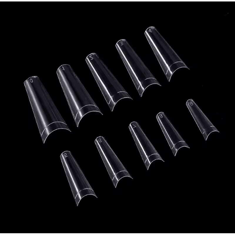 French Coffin False Nail Tips Set 500 Piece Natural Transparent Acrylic Tips 2