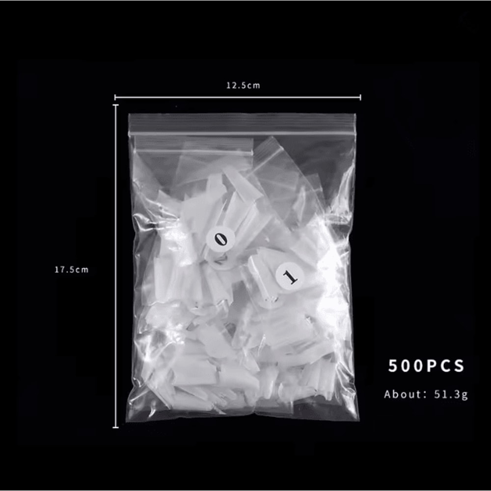 French Coffin False Nail Tips Set 500 Piece Natural Transparent Acrylic Tips 3