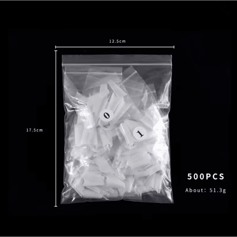 French Coffin False Nail Tips Set 500 Piece Natural Transparent Acrylic Tips 3