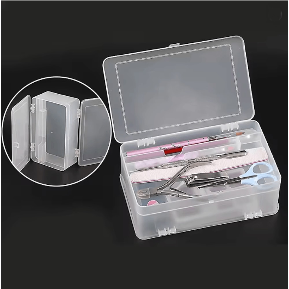 Double Layer Nail Tool Storage Box Large Capacity Organizer Case 0