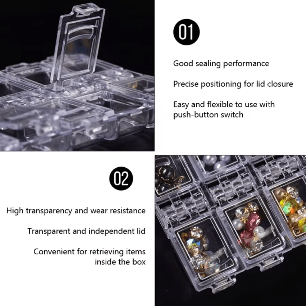 12 Grid Nail Art Accessories Storage Box Jewelry And Rhinestone Organizer 2