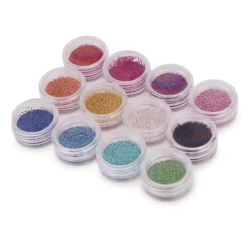 Metal Nail Art Caviar Beads Set 12 Colors Micro Beads For Manicure Designs 0