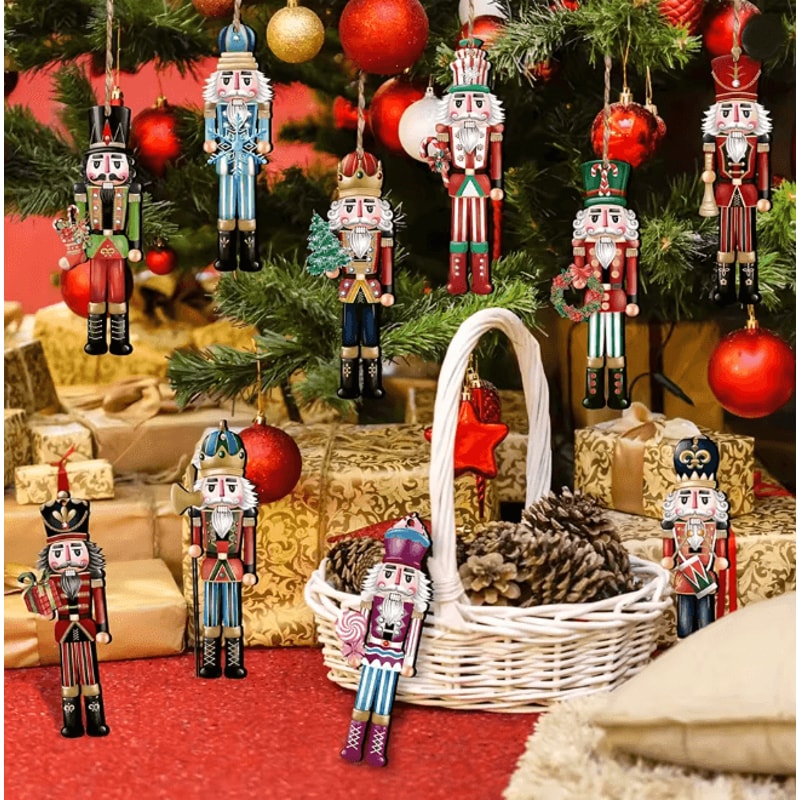 12 Piece Wooden Nutcracker Christmas Decoration Set Holiday Home Decor 0