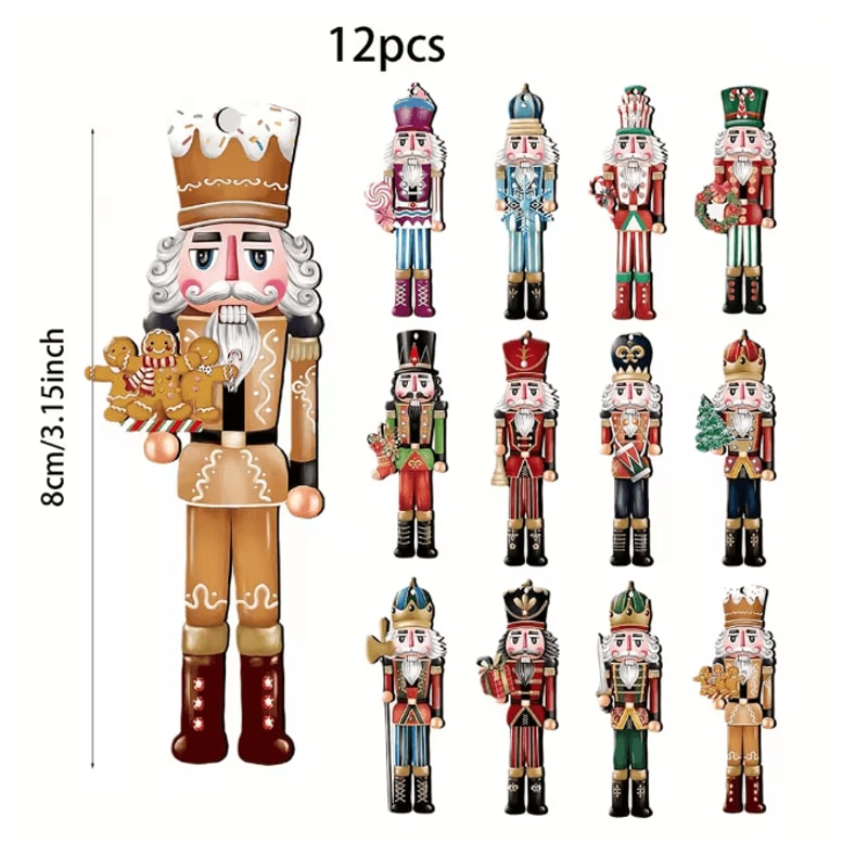 12 Piece Wooden Nutcracker Christmas Decoration Set Holiday Home Decor 3