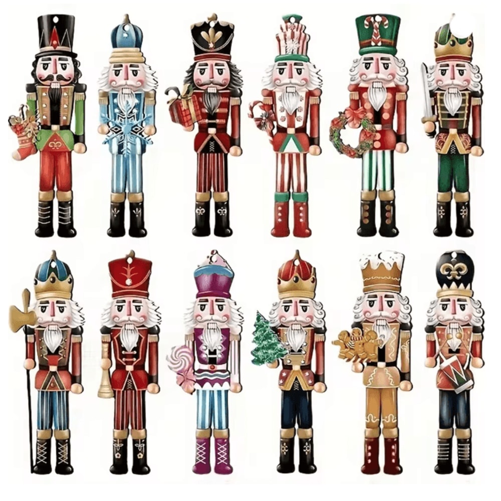 12 Piece Wooden Nutcracker Christmas Decoration Set Holiday Home Decor 4