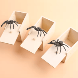 wooden spider prank box surprise toy for halloween and party fun