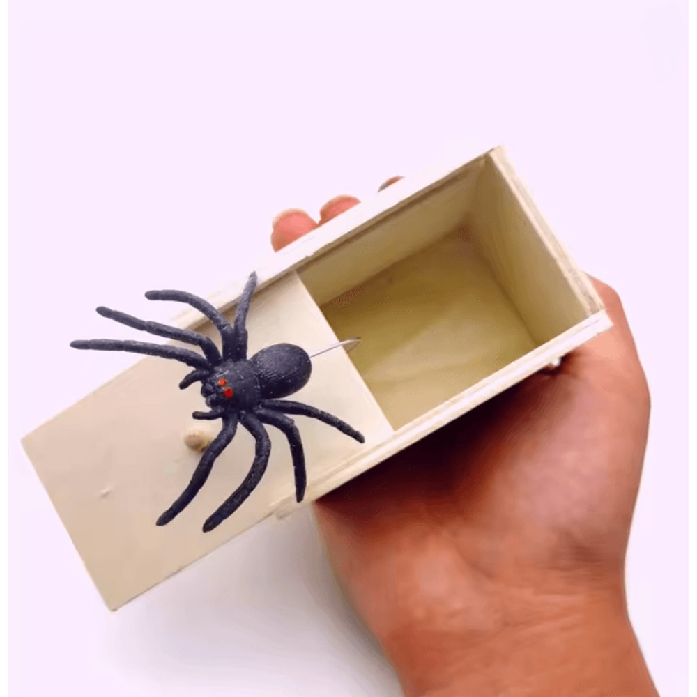 Wooden Spider Prank Box Surprise Toy For Halloween And Party Fun 2