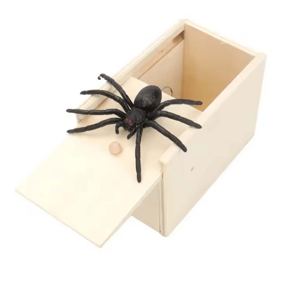 Wooden Spider Prank Box Surprise Toy For Halloween And Party Fun 4