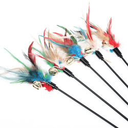 5 piece cat wand toy set interactive feather cat toys with bell