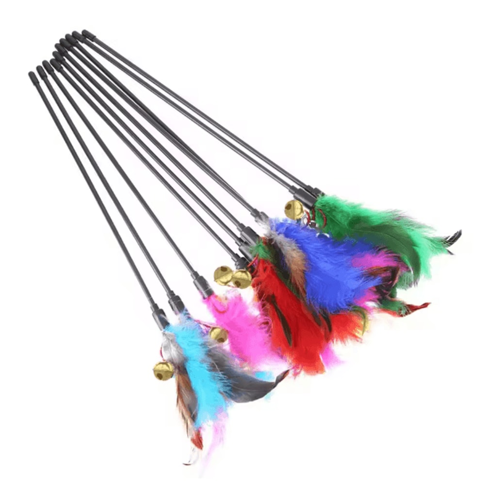 5 Piece Cat Wand Toy Set Interactive Feather Cat Toys With Bell 3