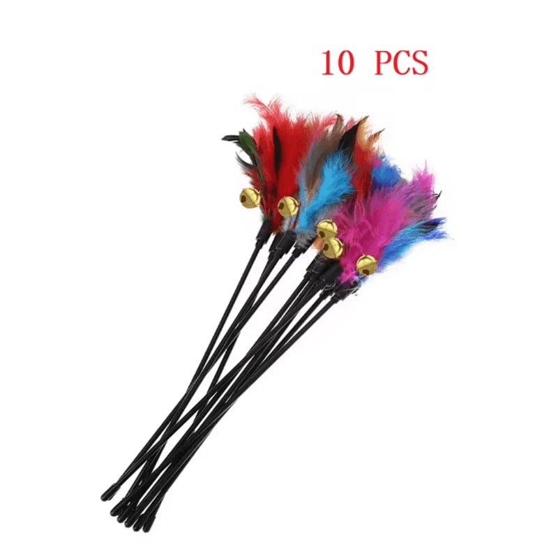 5 Piece Cat Wand Toy Set Interactive Feather Cat Toys With Bell 5