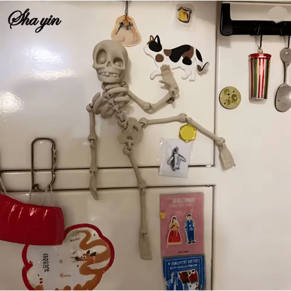 Magnetic Poseable Skull Fridge Magnet Funny Kitchen Decor 1