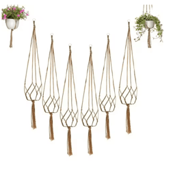 hand woven hanging plant holder cotton rope flower pot hanger