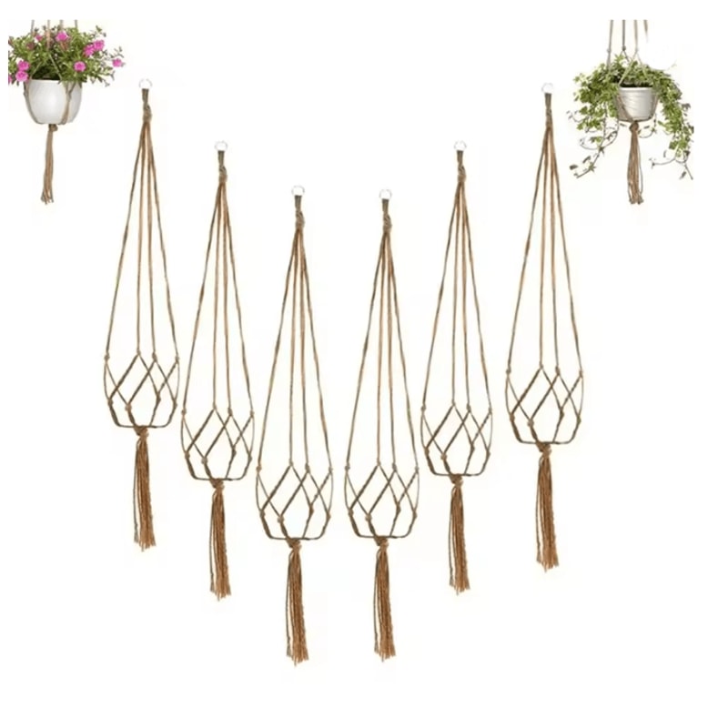 Hand Woven Hanging Plant Holder Cotton Rope Flower Pot Hanger 0