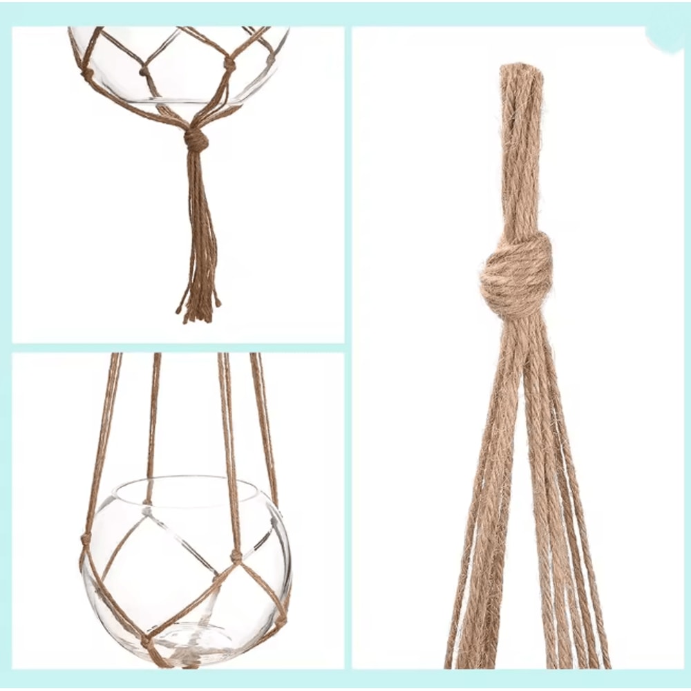 Hand Woven Hanging Plant Holder Cotton Rope Flower Pot Hanger 2