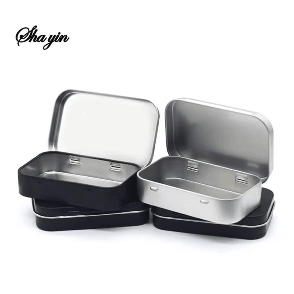 Mini Metal Tin Storage Box Hinged Small Organizer Container 0
